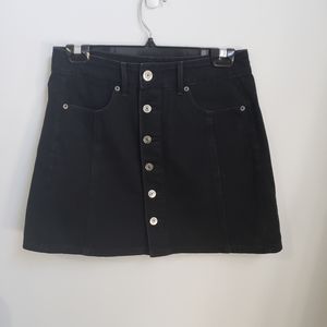 NWT Black button front denim mini skirt